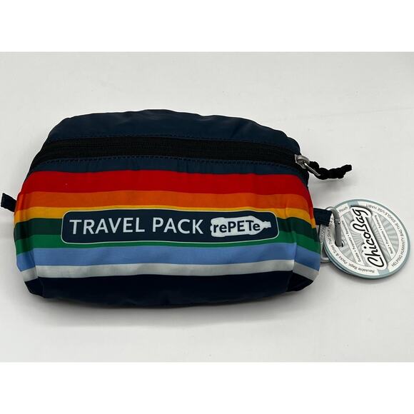 Eco-Friendly ChicoBag Travel Pack rePETe – Retro Stripe Foldable Backpack 15 L - Picture 3 of 3